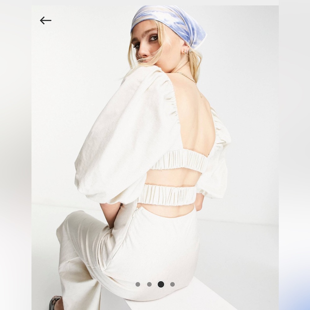 ASOS square neck linen midi dress.